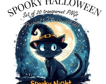 Spooky Halloween Clipart Set – 27 PNGs, Transparent Background, 300 DPI