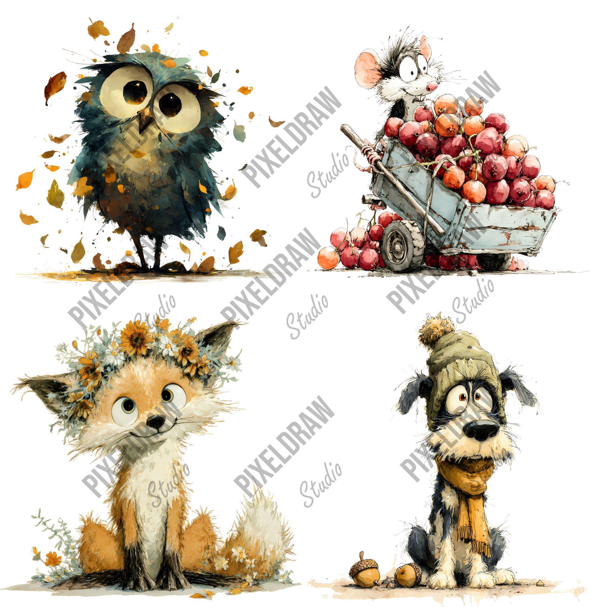 Fall Woodland Animals Clipart | Cute Autumn Forest Creatures | Funny ...