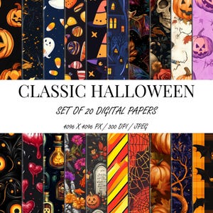 Classic Halloween Wrapping Paper Bundle - 20 Seamless Digital Papers for Gift Wrap & Crafts, 4096px, 300 DPI