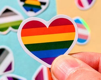 Holographic Pride Heart stickers | Queer love stickers Glitter | Inclusive LGBTQ+ Flag Set | Rainbow Pride Pack | Sparkly CSD decoration