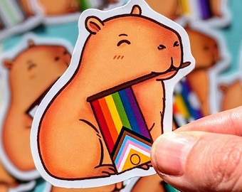 Pride Capybara stickers | Queer animal stickers | LGBTQ+ Flag Set | Rainbow Pride Pack | Rodent CSD decoration
