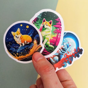 Stickers of Dogs with pointy ears | Corgi | Siberian Husky | Akita Inu | Good Dogs for Bujo & Scrapbooking | Animal stickers Vinyl