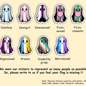 Holographic Pride Ghost stickers | Queer halloween stickers | LGBTQ+ Flag Set | Rainbow Pride Pack | CSD decoration image 6