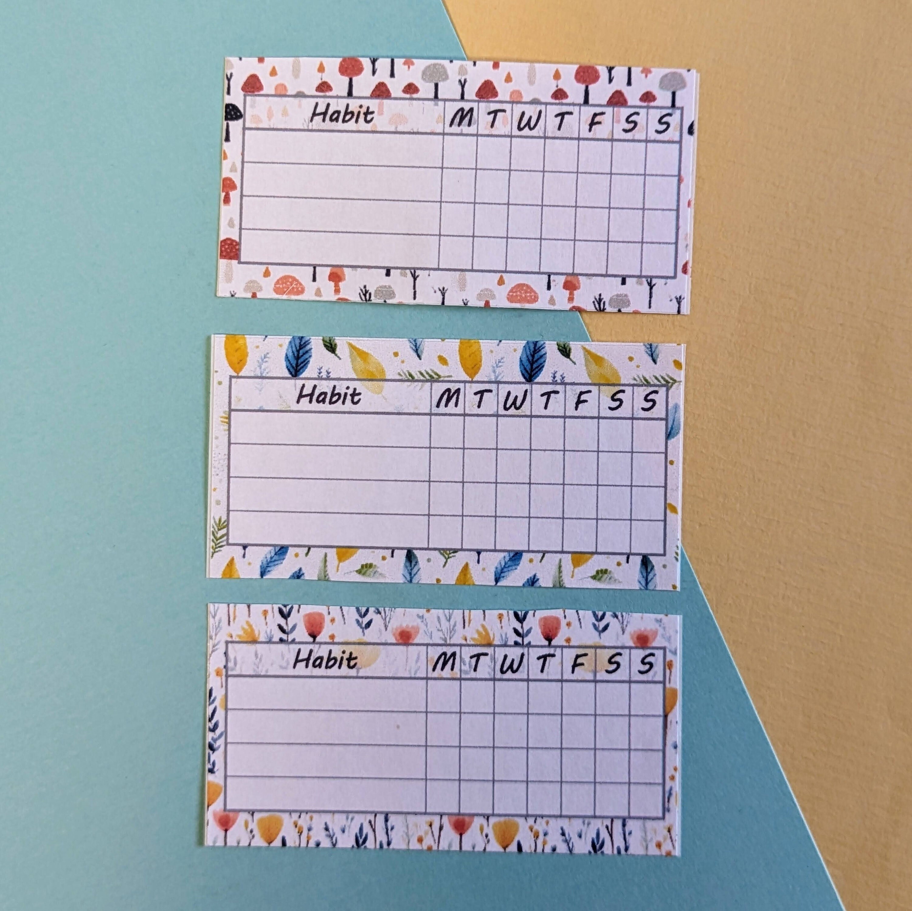 Colourful Habit Tracker Stickers | Self-adhesive weekly habit overview | Nature-inspired Bullet Journaling Accessories | Flora Routine sheet