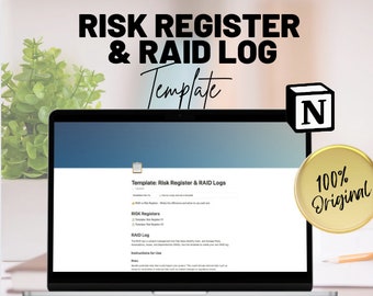 Risk Register & RAID Log Template: Project Management (Digital Download)