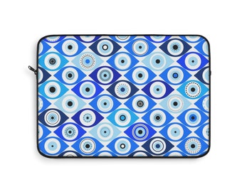 Evil Eye Laptop Sleeve, Blue Evil Eye Laptop Sleeve, Evil Eye, Laptop Sleeve, Custom Laptop Sleeve, Cute Laptop Sleeve