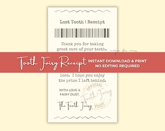 歯の妖精の手紙の受領書 | 印刷可能 | 抜けた歯 | 編集不要