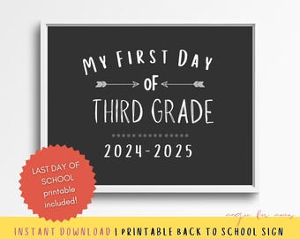 3 年生の初日の印刷可能 | 写真サイン | 即時ダウンロード | 白黒