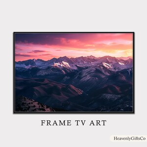 Mountain Print Frame TV Art, Landscape Sunset Print, Samsung Frame TV Art, Nature Home Decor, Digital Download Art