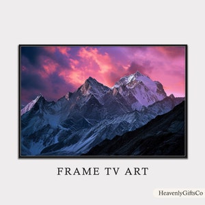 Mountain Art Print Frame TV Art, Sunrise Over Mountain Landscape Print, Frame TV Modern Art, Nature Print, Digital Download Art