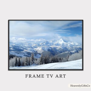 Snow Summit TV Frame Art, Mountain Landscape Print, Winter Wonderland Frame TV Art, Nature Art Print, Digital Download Art