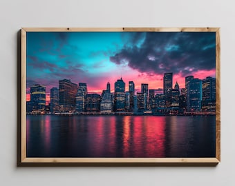 Boston Wall Art, Boston Skyline Wall Art, Sunset Aesthetic Wall Art, Printable Urban Wall Art, Digital Wall Hanging Art