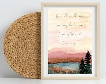 Anne auf Green Gables Digitaldruck Anne Shirley Geschenk Sofortiger Download L.M. Montgomery Bookish Dekor Buch Liebhaber Geschenk Klassische Literatur Kunst