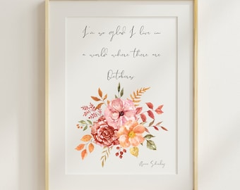 Anne of Green Gables Decor, Anne Shirley Gift, October Anne Shirley Digital Print, Bookish Decor Anne of Green Gables Gift Fall Wall Print