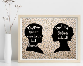 Pride and Prejudice Decor Mr. Darcy Digital Print INSTANT Download Jane Austen Gift Elizabeth Bennet Bookish Gift Cottagecore Decor Bookish