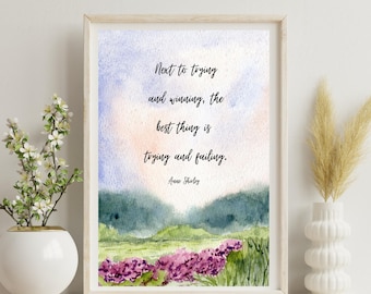 Anne of Green Gables Decor, Anne Shirley Print, Bookish Decor Bookish Gift, Anne of Green Gables Gift, Failure Quote Nursery Printable
