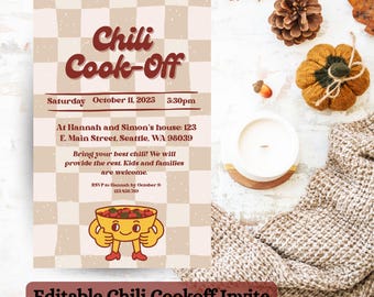 Fall Chili Cook Off Invitation, Chili Party, Friendsgiving Invitation, Fun Chili Cook Off Invite, Fall Potluck Party,Printable Chili Cookoff