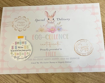 Easter Bunny Nice List Medal - Easter Bunny Approved - Medal & Personalised Certificate - Easter Gift - Easter Egg Hunt Prize