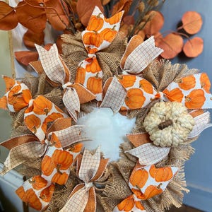 Fall Farmhouse burlap pumpkin wreath
