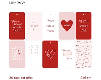 20 tags for gifts about love \ Valentine's Day postcards \ Saint Valentine's Day