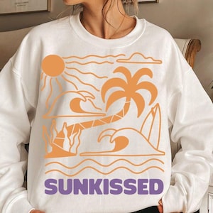 Sunkissed Summer Beach Vibes PNG: Retro Tropical Design (Digital Download)