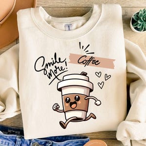 Smile More Coffee PNG - Sarkastisches Retro Design (Digitaler Download)