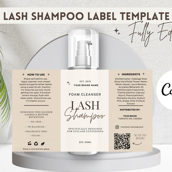 Lash Shampoo Sticker, Lash Cleanser Labels, Lash Bottle Labels, Lash Shampoo Bottles, Foam Bottle Label, DIY lash shampoo, lash bath sticker