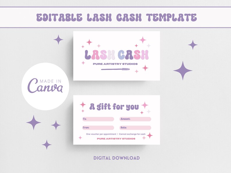 Lash Gift Card, Lash Cash Voucher, Lash Tech Gift Certificate Template