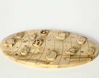 Wooden Solar System, Solar System Wooden Puzzle, Gifts for Kids, Wooden Toy