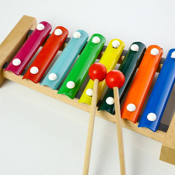 Colorful Two-Bar Wooden Xylophone Toy - Start Exploring Music!