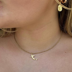 Memaid Lover Necklace • Gold Filled Mermaid Necklace, Gold Siren Pendant Necklace