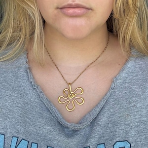 Abstract Flower Pendant Necklace: Gold or Silver Boho Jewelry