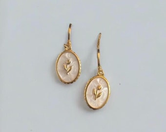 Vintage Inspired Floral Earrings, Flower Charm Earrings, Flower Gold Filled Hoop Earrings Pair/Set, Silver Earrings, Mother’s Day Gift