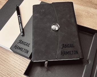 Set de regalo de cuaderno y bolígrafo de cuero vegano personalizado