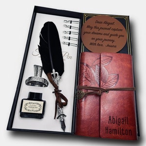 Set di calligrafia PERSONALIZZATO con diario personalizzato / kit di calligrafia / penna d'oca / penna piuma / penna d'oca e inchiostro / set regalo di anniversario