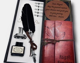 Set de caligrafía personalizado: pluma, diario y posavasos personalizados, regalos para nuevos trabajos