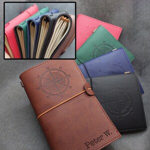 Gift Set / Personalized Leather Notebook with Customized Touchscreen Pen / Engraved Journal (Blank, Lined, Grid) Included / Anniversary Gift