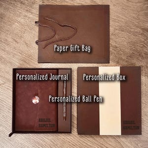 GEPERSONALISEERD magnetisch dagboek van hoge kwaliteit cadeauset met vegan leren omslag / Gepersonaliseerde balpen met geschenkverpakking / Geschenkdoos jubileum