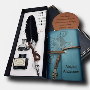 PERSONALISIERTES Kalligraphie Set mit benutzerdefiniertem Journal / Kalligraphie Kit / Schreibfeder / Feder / Feder und Tinte / Geschenk Set zum Jahrestag