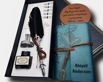 Conjunto de caligrafia PERSONALIZADO com diário personalizado / Kit de caligrafia / Caneta de pena / Caneta de pena / Caneta de pena e tinta / Conjunto de presente de aniversário