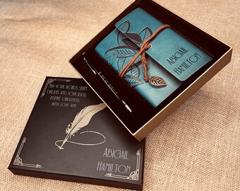 Set de regalo de diario personalizado de cuero vegano - Logotipo corporativo grabado