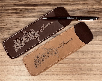 Estuche y bolígrafo personalizados de piel vegana / Regalo grabado