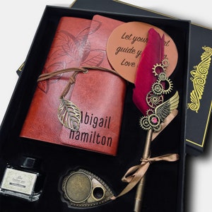 Personalisiertes Geschenkset, Kalligraphie Pen Set mit benutzerdefiniertem Journal, graviertem Pen-Set, Federfeder, Notizbuch-Set, Geburtstagsgeschenk