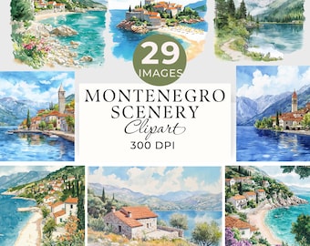 Montenegro Clipart, Mediterranean Coastline Images, 18 JPGs & 11 Transparent PNGs