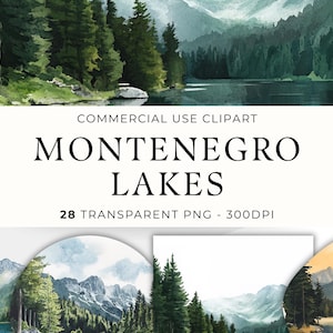 Montenegro Lake illustraties, Middellandse Zeemeer aquarel PNG, Shkodra Lake Graphics, waterlichamen afbeeldingen, commercieel gebruik, download