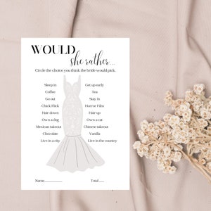 Minimalist Would She Rather Bridal Shower Game, Bridal Shower Game, Editable Template, Instant Download