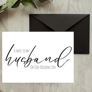 Um bilhete para meu marido no dia do casamento, cartão para o marido, cartão para o noivo no dia do casamento, cartão plano ou dobrável, download instantâneo