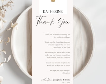 Minimalist Wedding Place Cards, Guest Name Place Cards, Wedding Thank You Cards, Thank You Place Card, Name Thank You Place Card, Download