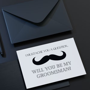 Groomsmen/Best Man Vorschlag Karte, Groomsmen Vorschlag, Willst du mein Trauzeuge sein?, Schnurrbart, moderne Trauzeuge Vorschlag, Instant Download