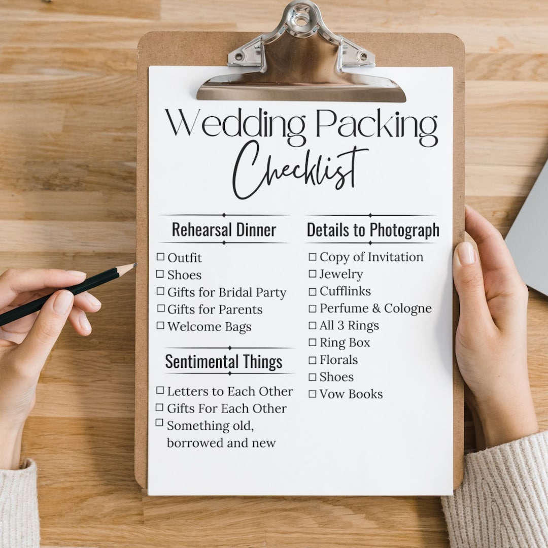 Wedding Packing Checklist, Printable Wedding Checklist, Wedding